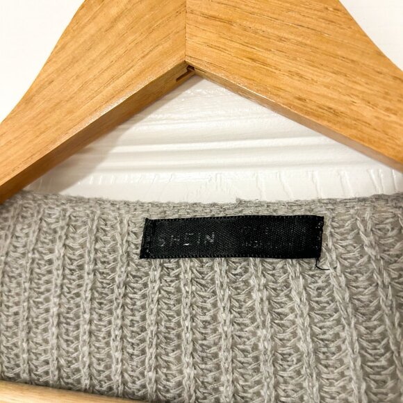 SHEIN Gray Open Front Oversized Knit Cardigan Sweater Womens Size Small - Picture 3 of 8